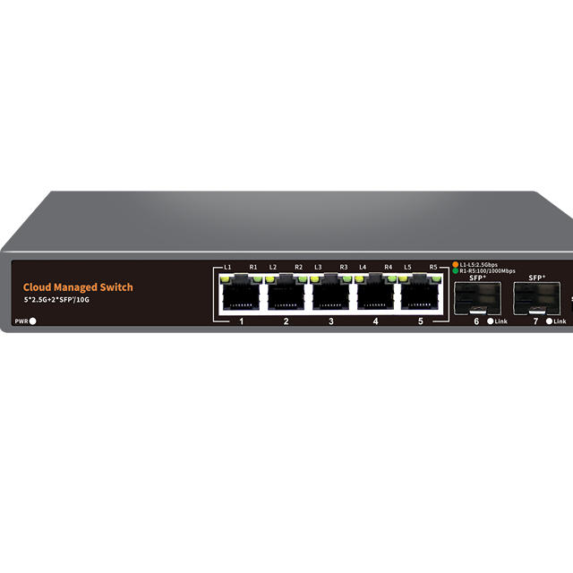 High-Speed 10G Uplink 2.5G Lite-Managed Web/Cloud-Managed APP Switch PoE SNMP QoS OEM/ODM Support Customizable for Desktop Use
