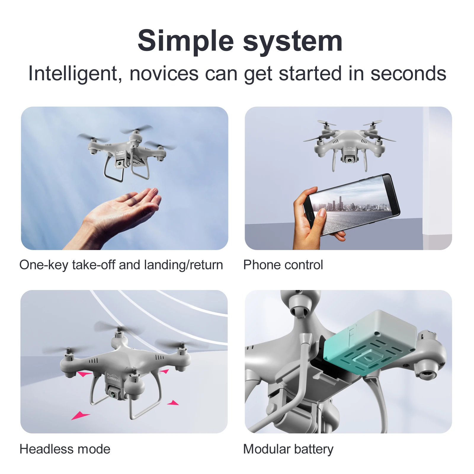 KY908 Mini Drone, simple system intelligent, novices can started in seconds one-key take