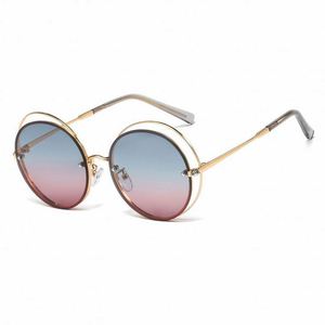 Nouveautés 2020, lunettes de soleil pour femmes, mode luxe, métal, double rond, UV400, lunettes de soleil dégradées - Product Image 4