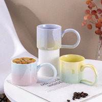 Tasse à café en céramique de couleur dégradée émaillée perle créative tasse à eau légère de luxe ins guft