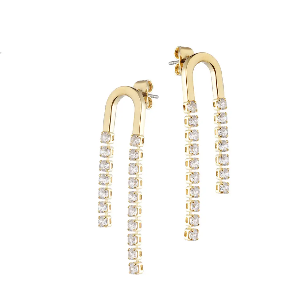 Women's Earrings Cup Chain Fringe Earring 18k Gold Plated Long Chain Earrings