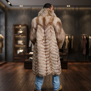 High Quality Luxury Full Length Full Fur Sleeve Waterproof Reversible Outerwear Extra Long Floor Length Natural Coffee Fox Fur - Product Image 2
