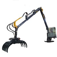 Grue forestière pliante à flèche hydraulique avec cabine, grue forestière montée sur remorque pour la manutention du bois
