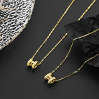 Collar de Cadena con Colgante de Acero Inoxidable 316L Chapado en Oro de 18K, Estilo Moderno, Diseño H, para Mujer, Aniversario