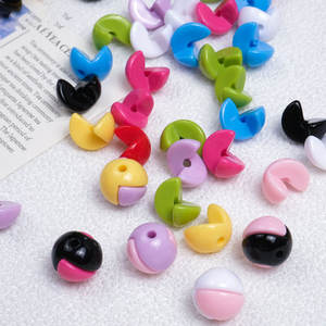 Cuentas combinadas de media cara de Color sólido perforado, cuentas acrílicas dispersas, cuentas redondas de empalme, accesorios de joyería DIY - Product Image 3