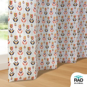 Rideaux imperméables Folk Flower avec tissu polyester teint en masse de qualité supérieure pour balcon extérieur, patio et jardin - Product Image 5