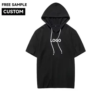 Giản dị Trọng lượng nhẹ Workout hoodie ngắn tay áo hoodies Áo Thun TEE trùm đầu Áo thun cho nam giới