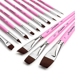 Juego de 13 Pinceles de Pelo de Nailon de Alta Calidad con Mango de Madera Fontainebleau, Pinceles Profesionales para Pintura Facial y Artística - Product Image 2