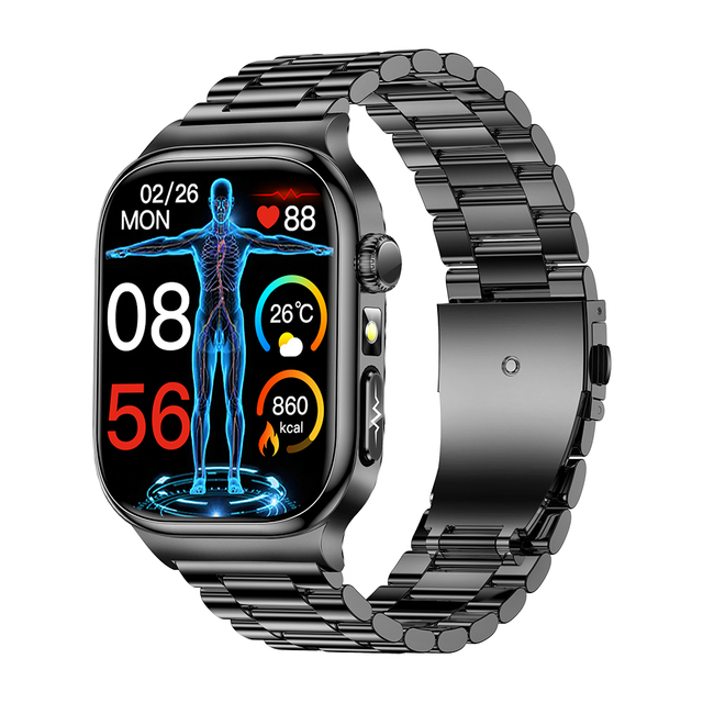 Newest Square AMOLED HD Screen ECG Smartwatch Answer Calls Heart Rate Sleep Monitoring Thermometer Voice Assistant IP68
