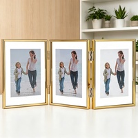 Cadre en métal double pliable avec verre, présentoir flottant double face, idéal pour les fleurs séchées, les spécimens, les photos, la décoration de bureau