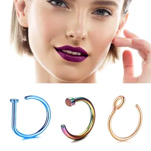 316L stainless steel Labret D C-shaped Septum Face Cuffs Unique Clip On Hoop nail Pins Lip with Stud Piercing Jewelry Nose Ring