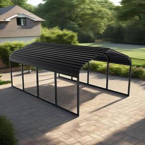 Toit en métal gris robuste Gazebo Abri de voiture et abri de stockage de voiture en <span class=keywords><strong>bois</strong></span> traité sous pression - Product Image 2