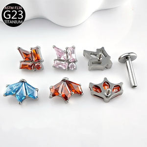 Piercing d'oreille Freya en Titane ASTM-F136 avec Zircon en forme de <span class=keywords><strong>feuille</strong></span> d'érable, Labret de mode à filetage interne, Bijoux de piercing corporel - Product Image 2