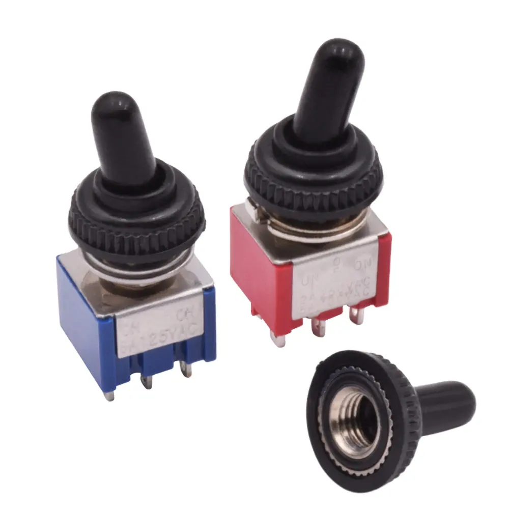 2A 250V Mini On Off On Latch 1/2/3/4 Way Electrical Locking Toggle Switch Industrial 6 Pin 6A 125V SPDT DPDT Waterproof Cover