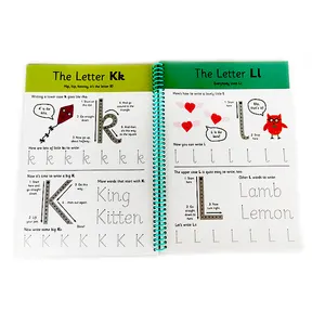Customized English Letter Exercise Book Coil Binding Handwriting Tracing Books Dry Easy Erasable Wipe Clean Book