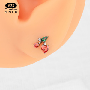 <b>Titanium</b> <b>Stud</b> Earrings Heart Shape G23 Alloy Claw Setting Jewelry Accessories 6mm For Women - Product Image 2