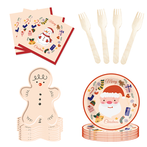 DAMAI Christmas Party Supplies Gingerbread Man Paper Plates Napkins Xmas Gnome Party Disposable Tableware Set Decorations - Product Image 5