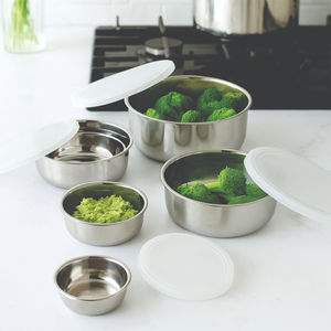 Juego de 5 Recipientes Herméticos de Acero Inoxidable para Almacenamiento de Alimentos con Tapas Seguras, Diseño Apilable, Aptos para Lavavajillas y Sostenibles - Product Image 1