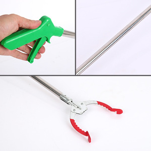 Sanitation Garbage <b>Tongs</b> Metal <b>Plastic</b> Green Extended Pick Up Tools For Trash Cleaning - Product Image 3