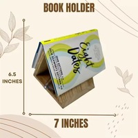 Support de livre triangulaire en bois de pin, multifonctionnel, avec motif peint d'art populaire, unique, pour coin lecture, support de rangement pour lunettes, téléphone et livres