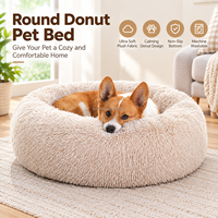 Lit pour chien en peluche de luxe, rond, doux, apaisant, lavable, pour chien et chat