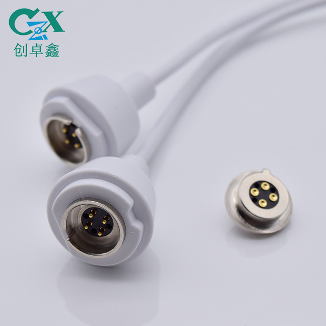 Circular Magnetic 4pin Copper Contact ABS Housing Charging Cable for PCB Application IP67 Rated 2A Male Connector