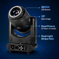 Projecteur LED mobile haute puissance 200W avec anneau LED extérieur, modèle 2026, pour scène professionnelle et concerts