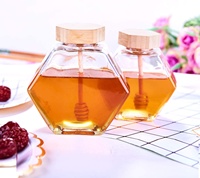 Petit pot en verre pour miel, distributeur de miel, pot en verre pour abeilles, pot à miel en verre