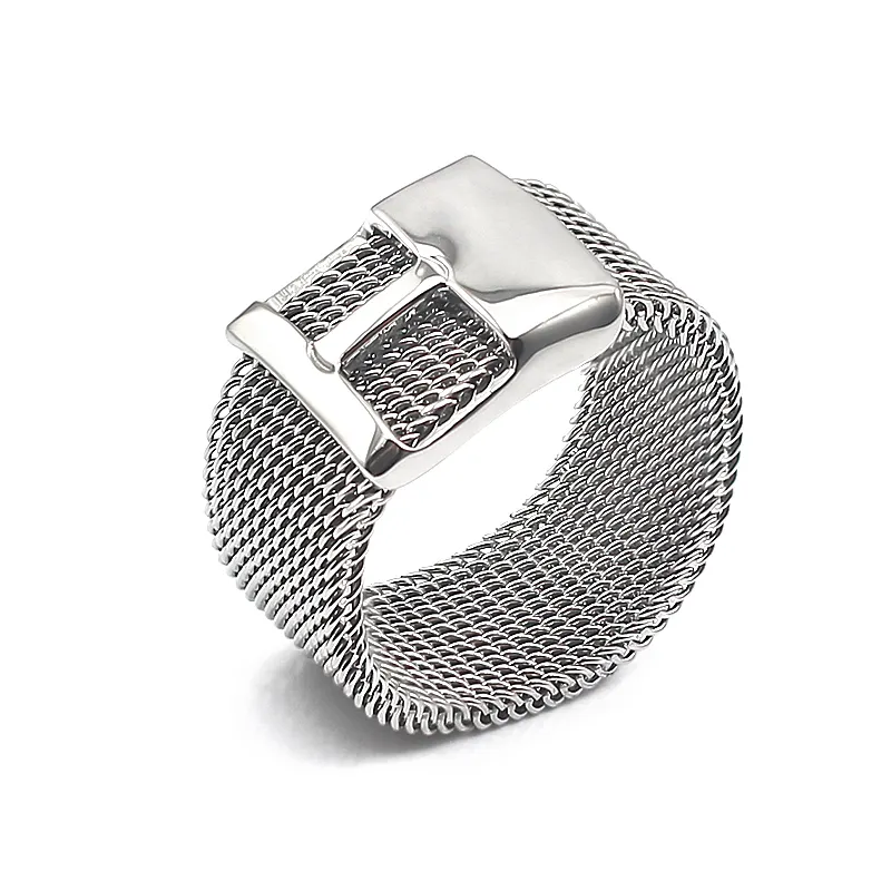 Мужские и женские серебряные обручальные кольца с сетчатой пряжкой из нержавеющей стали, 10 мм