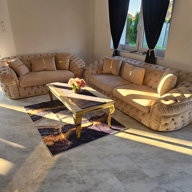 Nordic Luxury Villa Living Room Sofa Furniture Velvet Fabric 3 Seater Modular Sectional 1+2+3 Comfortable Couch Set