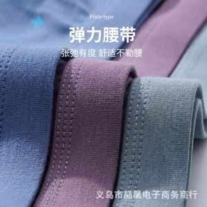 กางเกงชั้นในชายแบรนด์ของเราเอง ผ้าฝ้ายออร์แกนิค ทรงบ็อกเซอร์ สีดำ สีแดง สีขาว สีน้ำเงินเข้ม สีน้ำเงินคลาสสิก ยอดนิยม ผลิตตามแบบ OEM ผสมสแปนเด็กซ์ - Product Image 3