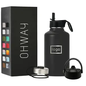 주문 64 oz 진공 플라스크 2.0L 2000ml 스테인리스 큰 물병 격리된 매점 2 리터