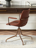 Chaise de salle à manger moderne en acier et cuir, style luxe léger, avec siège pivotant pour la maison, le bureau et la salle à manger