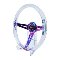Volant de direction sport transparent en acrylique cristallin TIYPEOR 350 mm, volant de drift profond transparent 14 pouces