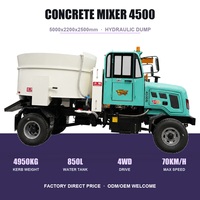 Camion malaxeur à béton de 1,5 m3 6x4 avec équipement de mélange de ciment et benne à déchargement à bouche plate