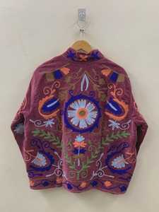 Luxury Suzani <b>Velvet</b> Bomber <b>Jacket</b> Unisex Winter Warm Boho Quick Dry Breathable Cotton Lining V-neck Outerwear <b>Mens</b> B2B Export - Product Image 1