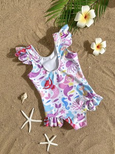 Costume da Bagno Intero per Bambine con Stampa Sirena e Volant, Morbido e Delicato sulla Pelle, per Spiaggia e Piscina - Product Image 3
