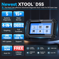 Outil de diagnostic automobile XTOOL D5S OBD2 pour le diagnostic du moteur, de la transmission, de l'ABS, du SRS avec un nouveau système d'exploitation Linux 15+ Réinitialisations Mises à jour gratuites à vie