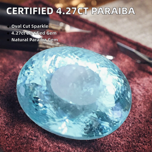 Piedra Preciosa Certificada SGARIT, Precio de Fábrica al por Mayor, Turmalina Paraiba Natural Azul de Corte Ovalado de 4.27ct, Piedra Suelta para Joyería - Product Image 2