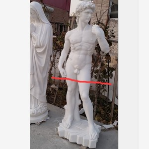 Statue de <span class=keywords><strong>David</strong></span> de Michelangelo en <span class=keywords><strong>marbre</strong></span>, sculpture de taille réelle de style Art déco classique européen pour l'extérieur - Product Image 2