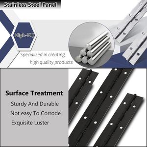 Прочные металлические петли для пианино различных размеров, непрерывные петли для пианино с отверстиями для мебели - Product Image 6