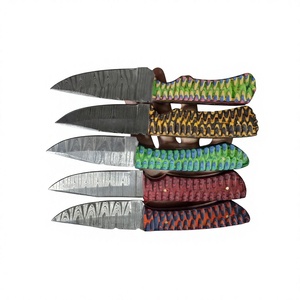 Couteau à lame fixe Drop Point en acier Damas avec manche rose pour le camping, la survie, la chasse, le bricolage et les activités de plein air - Product Image 2