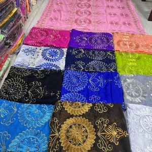 Phi Hồi Giáo Dân tộc Hoa Khăn Set 12Pcs Mềm Bông Khăn Choàng Với Ren Thêu Rắn Jersey Hijab Lớn 2.2X1.1M Cho Mùa Đông - Product Image 1