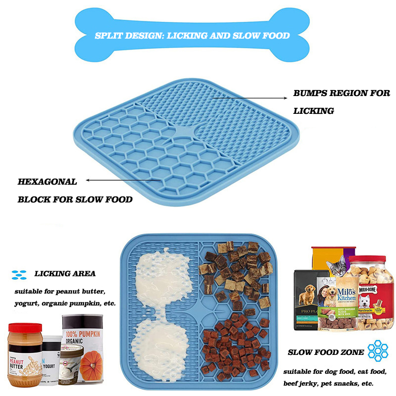 pet supplies bathing distraction pad dog silicone slow feeder treat dispenser square pet dog lick mat