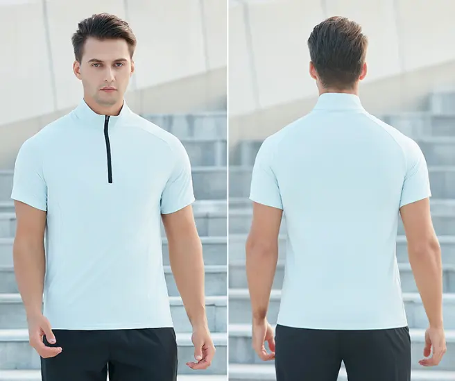 Özel Logo Polyester kısa kollu egzersiz kıyafeti antrenman kıyafeti erkekler donatılmış spor spor forma erkek tişörtleri