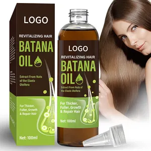 Label pribadi minyak Batana mentah Vitamin E Natural Biotin minyak penumbuh rambut cepat untuk wanita