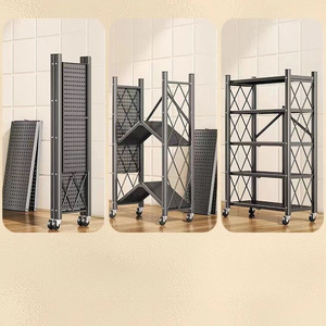 Organizer rotante pieghevole senza assemblaggio Multi-strato Mobile portaoggetti a pavimento <span class=keywords><strong>unit</strong></span>à di stoccaggio per la casa - Product Image 4