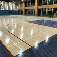 Plancher en bois d'érable massif durable, facile à installer, design vectorisé portable pour sols de sport intérieurs de basketball Merry Merry