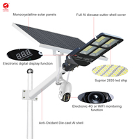 Lampe solaire LED pour rue avec caméra IP65 en aluminium 300W/200W 4G WiFi, éclairage de surveillance extérieur, CCTV sans fil