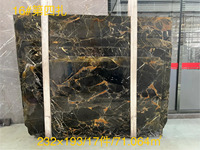 Carreaux et dalles en marbre noir or Portoro naturel personnalisés pour revêtements de sol et escaliers, design intérieur en marbre